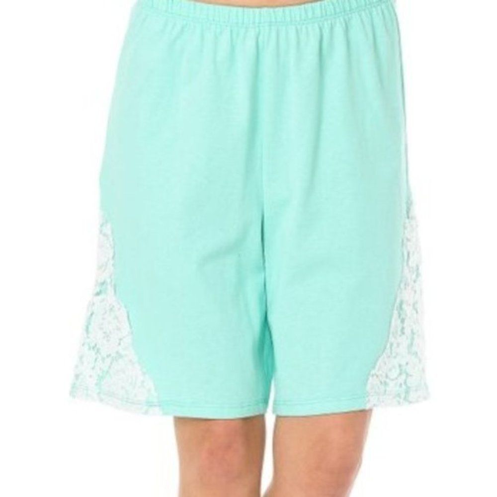 Cali Mint Lace-Accent Bermuda Shorts Plus sz 1X